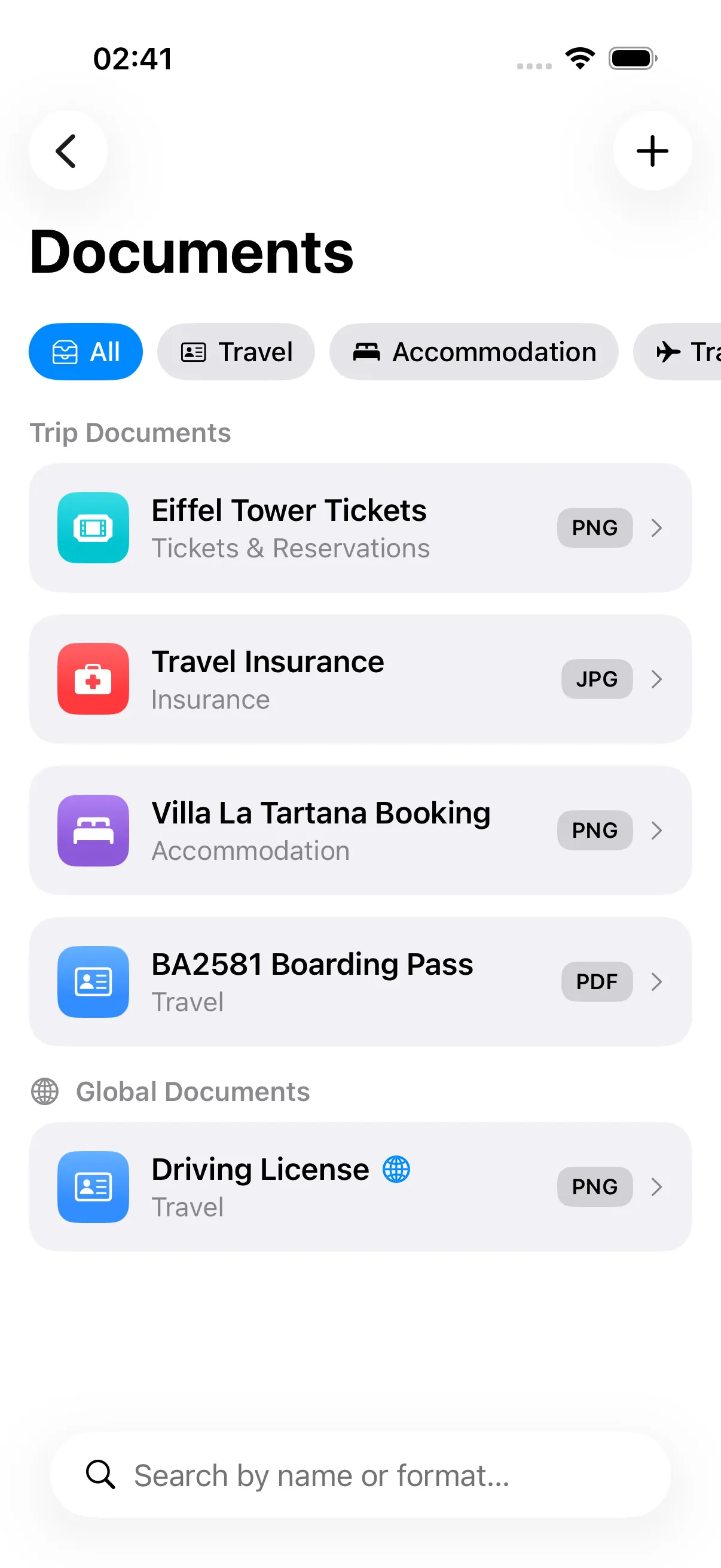 AllWays trip documents, stored offline
