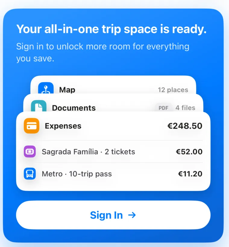 AllWays sign-in — your all-in-one trip space